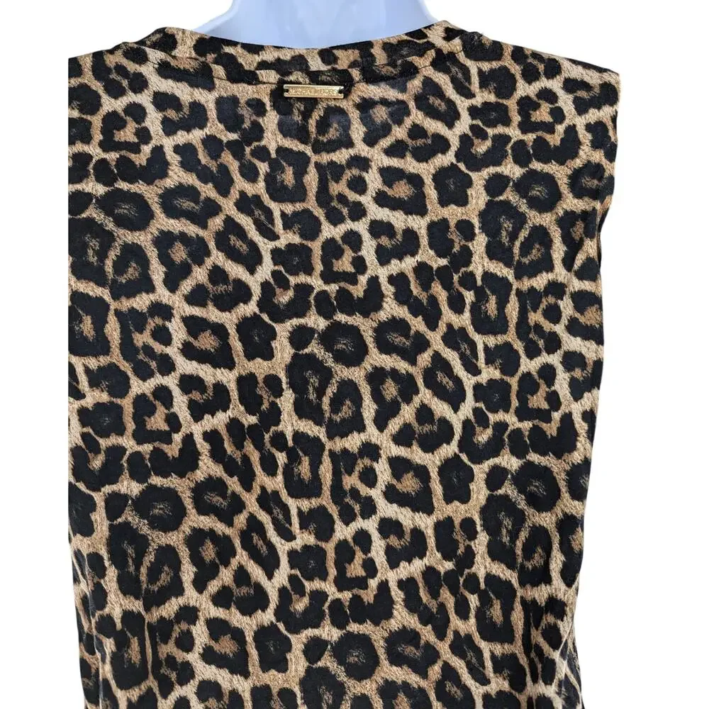 Michael Kors Leopard Print Faux Leather Sleeves Size XS - Picture 11 of 15